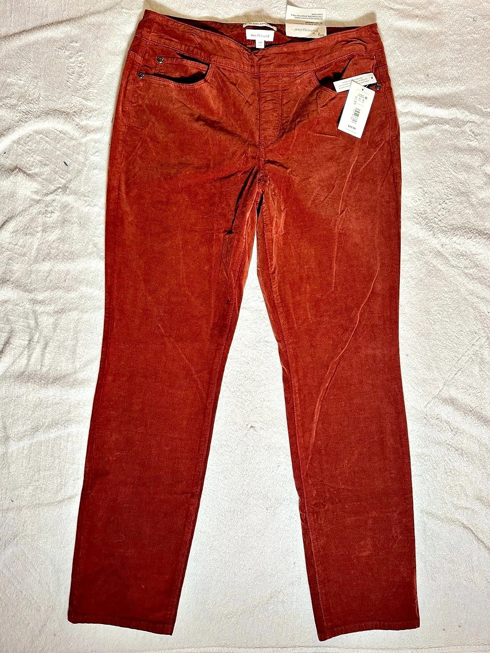 westbound The Park Avenue Fit Corduroy Straight Leg Pants Red 10